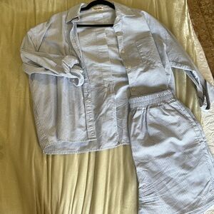 Djerf Avenue two piece set short and long sleeve shirt combo size M